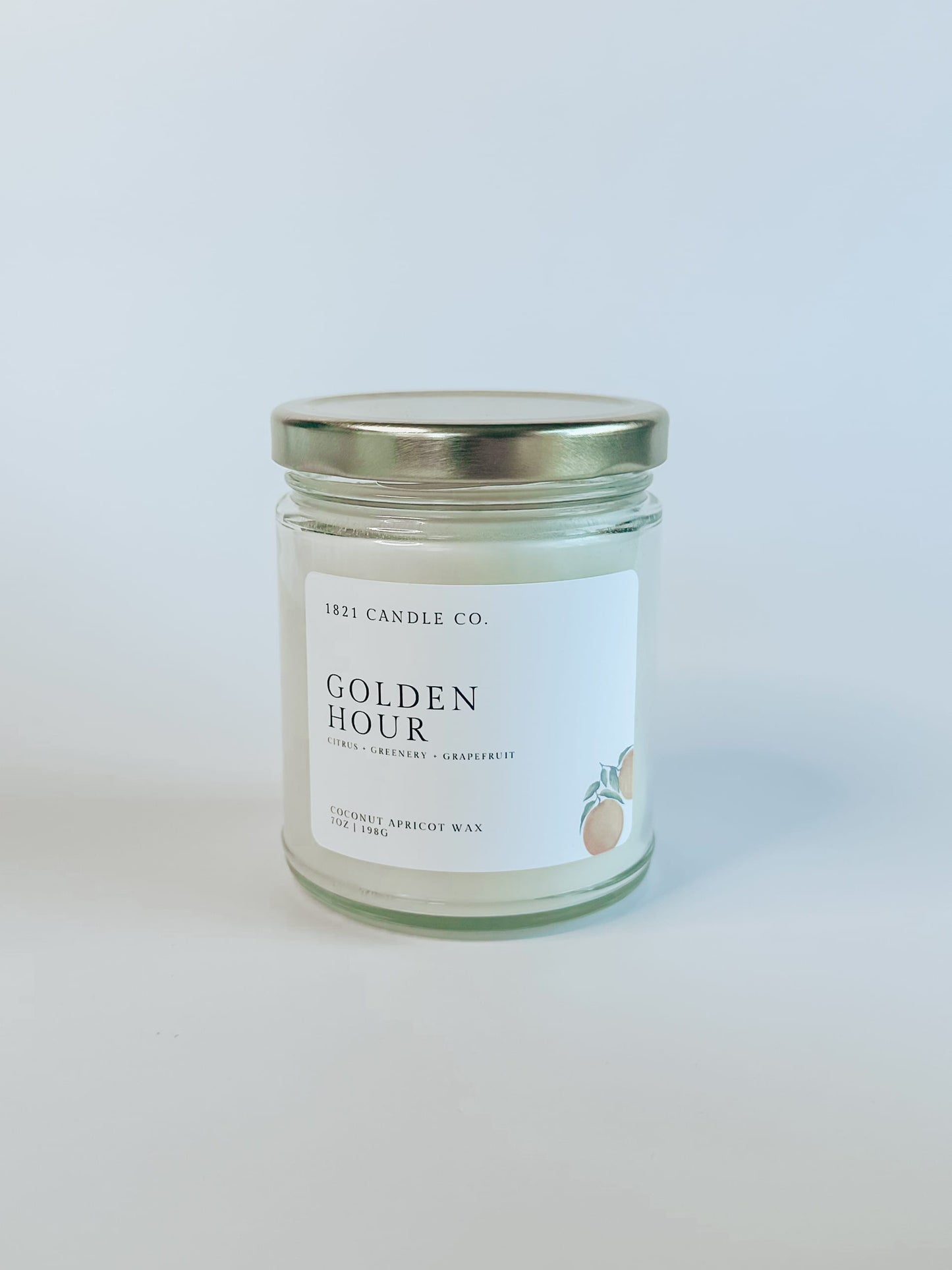 Golden Hour 7oz Candle | Citrus, Grapefruit, Greenery | Coconut Apricot Wax Candle