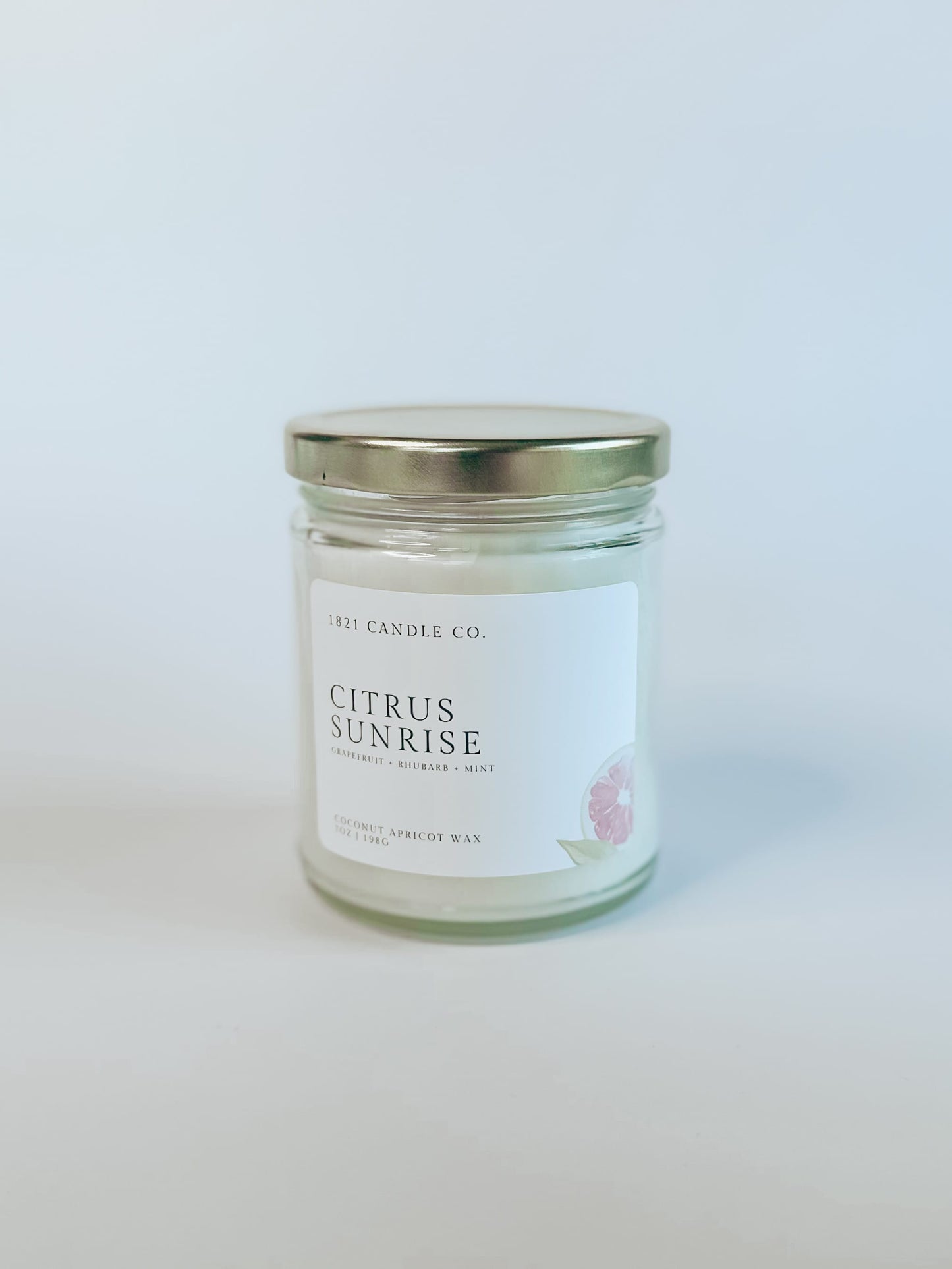 Citrus Sunrise 7oz Candle | Grapefruit, Rhubarb, Mint | Coconut Apricot Wax