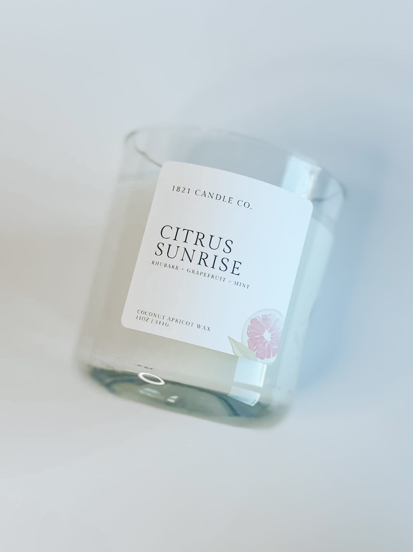 Citrus Sunrise 11oz Candle | Grapefruit, Rhubarb, Mint | Coconut Apricot Wax