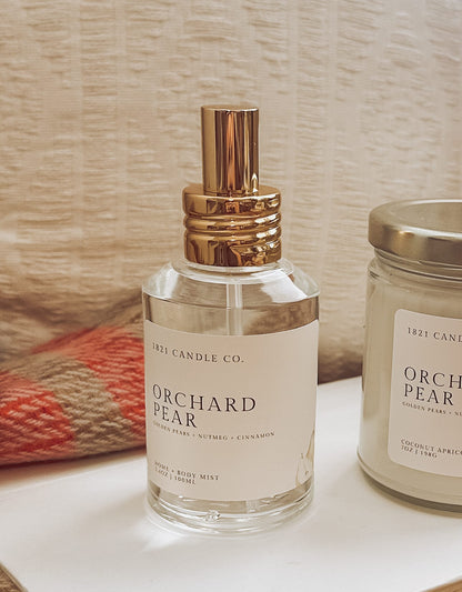 Orchard Pear Home + Body Mist | Pear, Nutmeg, Cinnamon | Fall Home Air Freshener