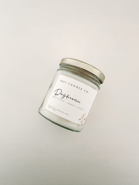 Daydreamer 7oz Candle | Green Leaves, Jasmine, Vanilla | Coconut Apricot Wax