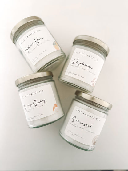 Porch Swing 7oz Candle | Cotton, Golden Amber, White Tea | Coconut Apricot Wax