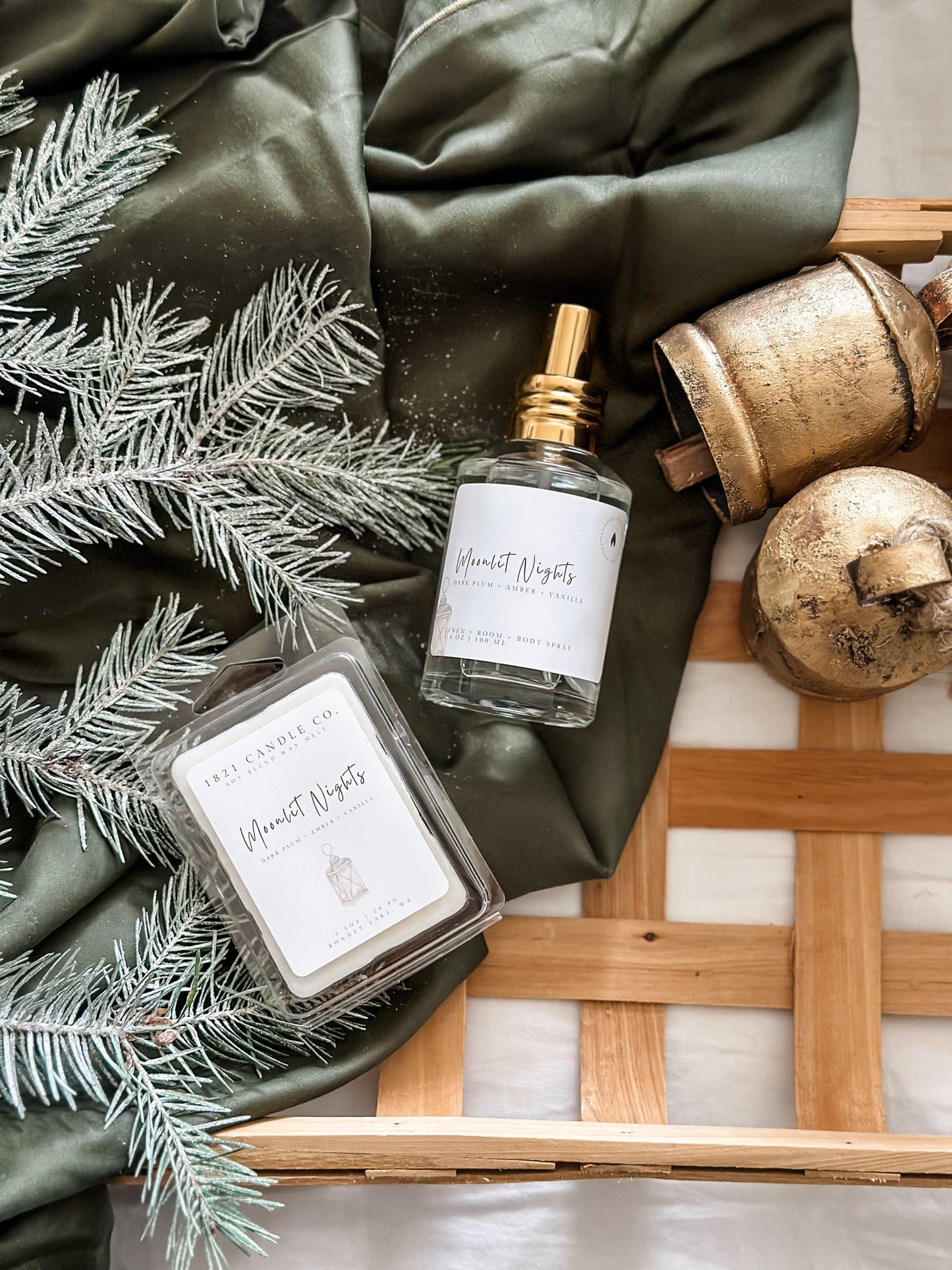 Moonlit Nights Bundle (Candle, Linen + Room Spray, Wax Melt)