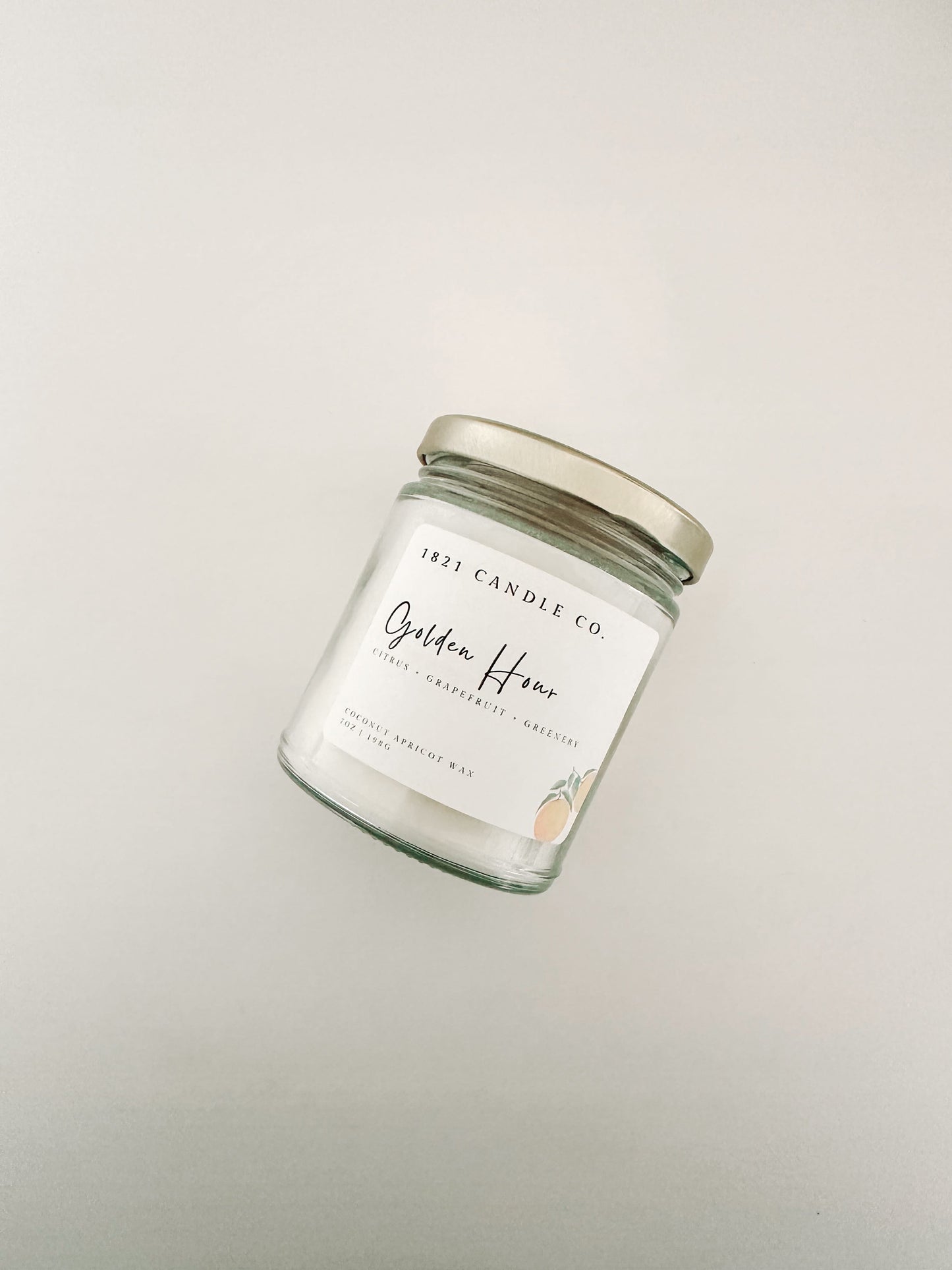 Golden Hour 7oz Candle | Citrus, Grapefruit, Greenery | Coconut Apricot Wax Candle