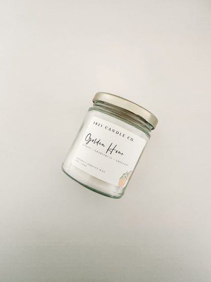 Golden Hour 7oz Candle | Citrus, Grapefruit, Greenery | Coconut Apricot Wax Candle