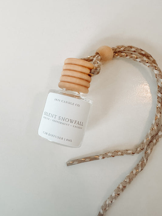 Silent Snowfall Car Diffuser | Spruce, Peppermint, Vanilla