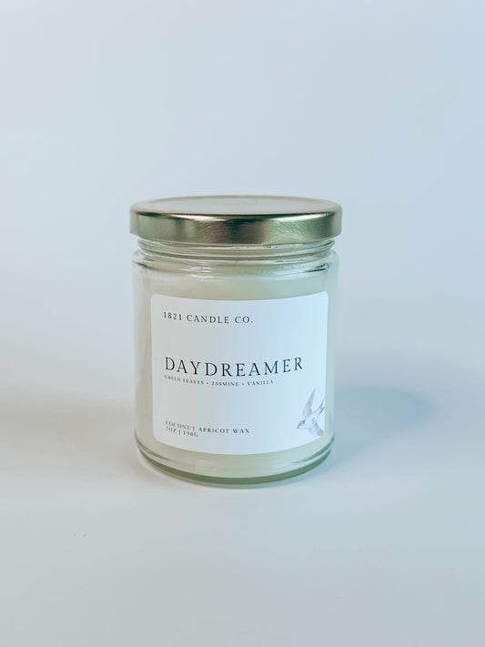 Daydreamer 7oz Candle | Green Leaves, Jasmine, Vanilla | Coconut Apricot Wax