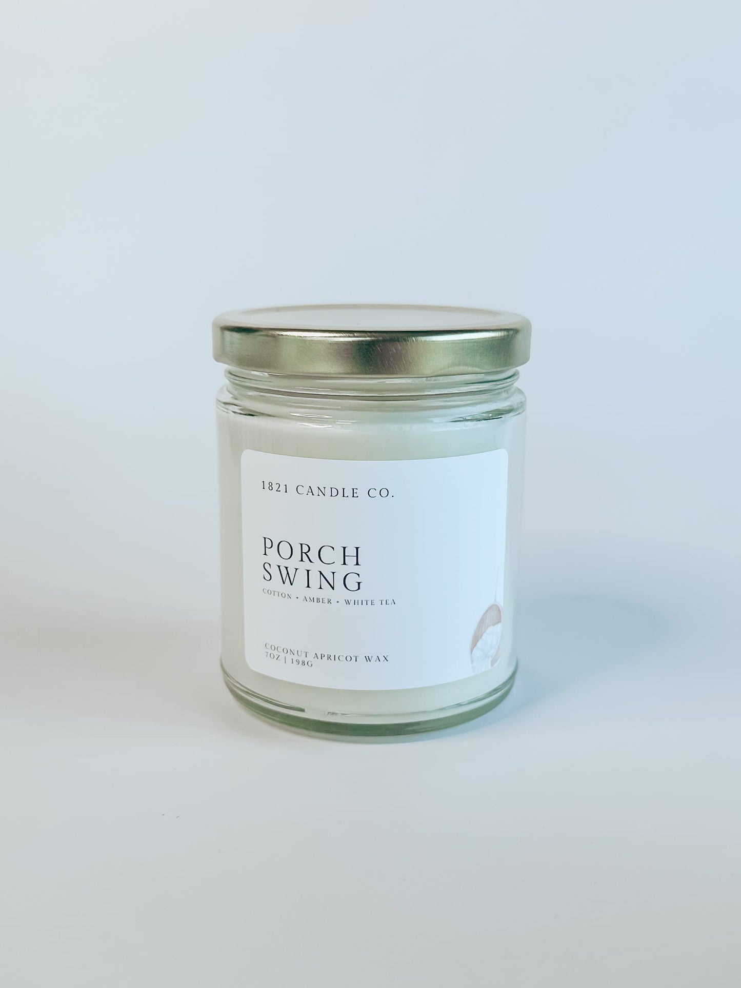 Porch Swing 7oz Candle | Cotton, Golden Amber, White Tea | Coconut Apricot Wax