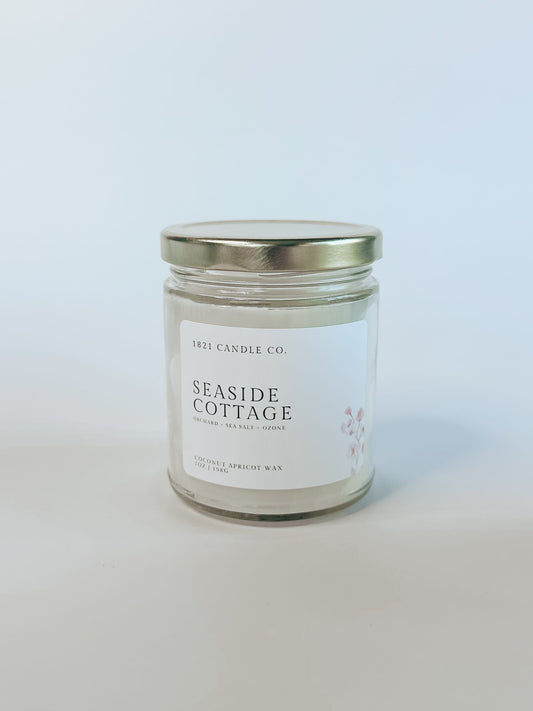 Seaside Cottage 7oz Candle | Orchid, Jasmine, Sea Salt | Coconut Apricot Wax