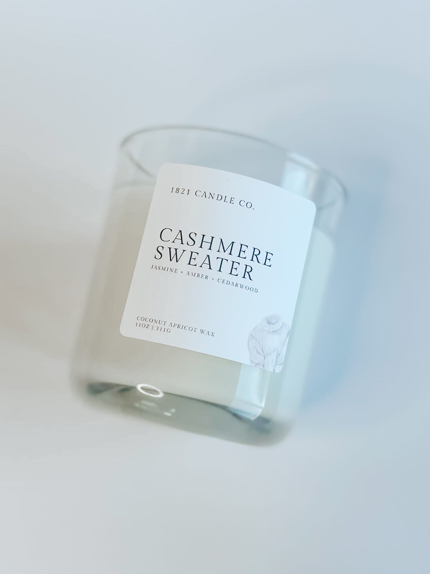 Cashmere Sweater 11oz Candle | Cocoa Butter, Amber, Cedar Wood | Coconut Wax Candle