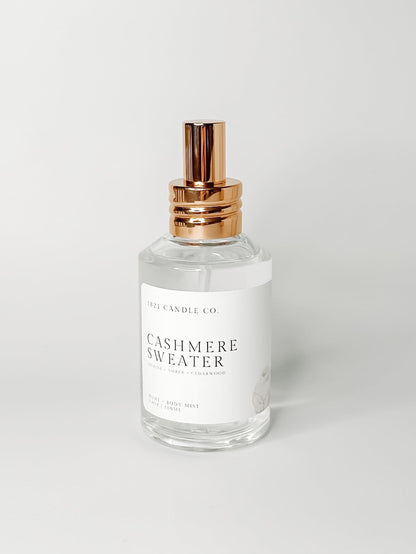 Cashmere Sweater non toxic home and body spray set on a white backdrop 